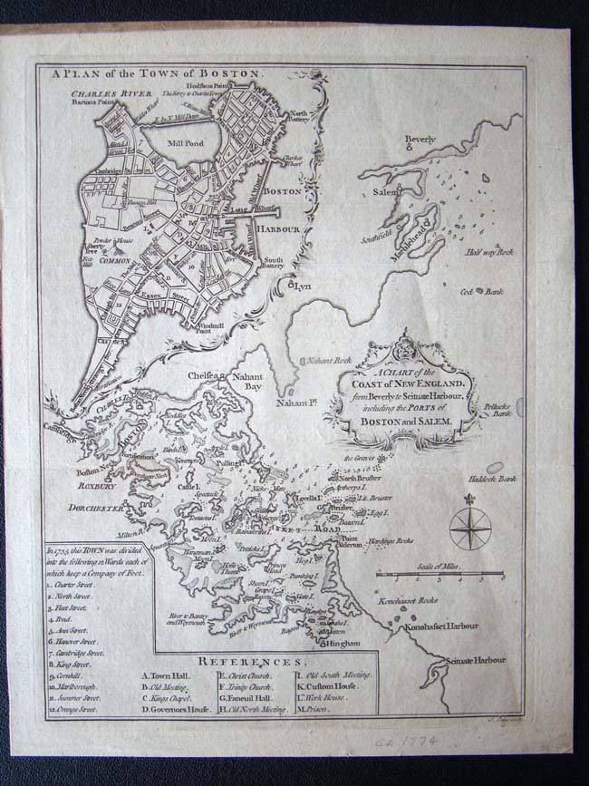 An engraved print entitled "A Plan of the TOWN of BOSTON" published for the London Magazine in April 1774.